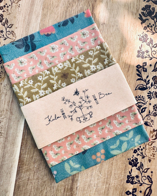 Bee Wrap. Reusable Beeswax Food Wrap Set. Bee Gentle in Grandma's Kitchen - Kula Bee Goods