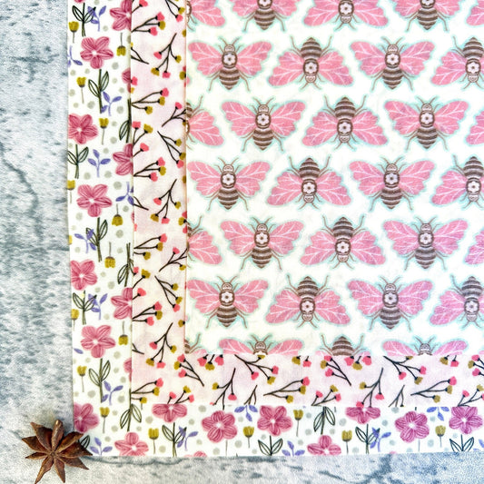 Bee Wrap. Reusable Beeswax Food Wrap Set. Cotton Candy Bees - Kula Bee Goods