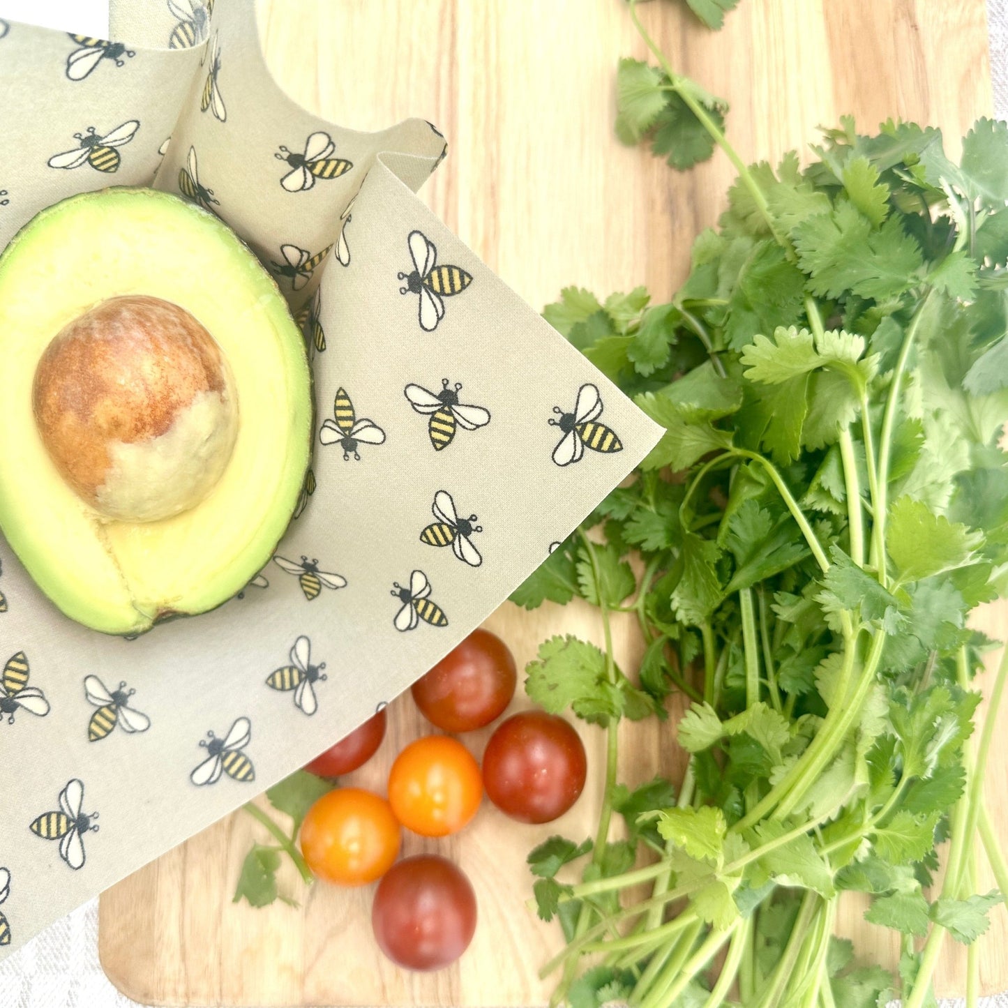 Bee Wraps. Reusable Beeswax Food Wraps. Sunbees in a Turquoise Sky - Kula Bee Goods