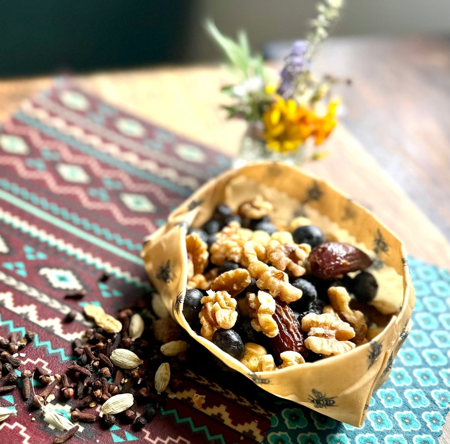 Kula Bee Goods Beeswax Food Wrap Set. Cows and Bees Print. Sustainable Food Storage - Kula Bee Goods
