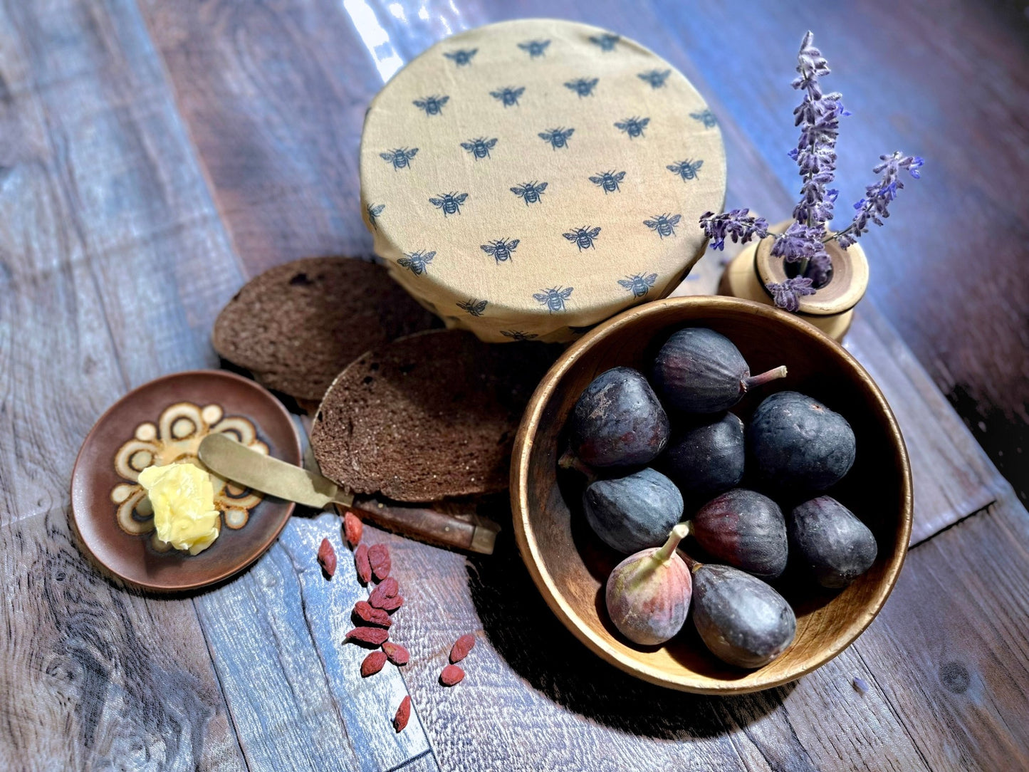 Kula Bee Goods Beeswax Food Wrap Set. Cows and Bees Print. Sustainable Food Storage - Kula Bee Goods
