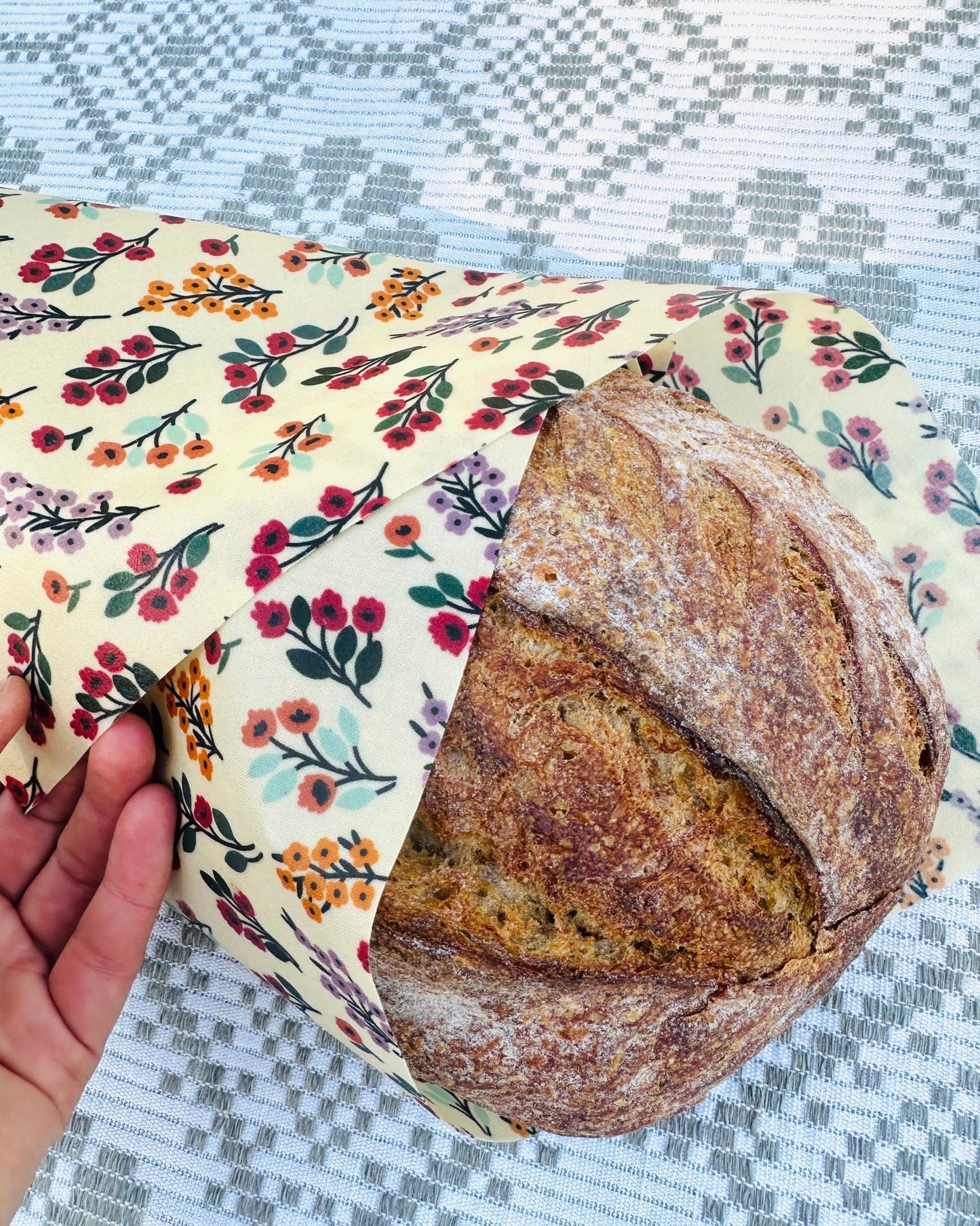 Organic Reusable Beeswax Bread Wrap. WildFlower Meadows - Kula Bee Goods
