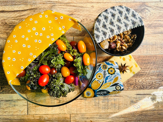 Beeswax Food Wrap Variety set of 3. Spring Bees - Kula Bee Goods
