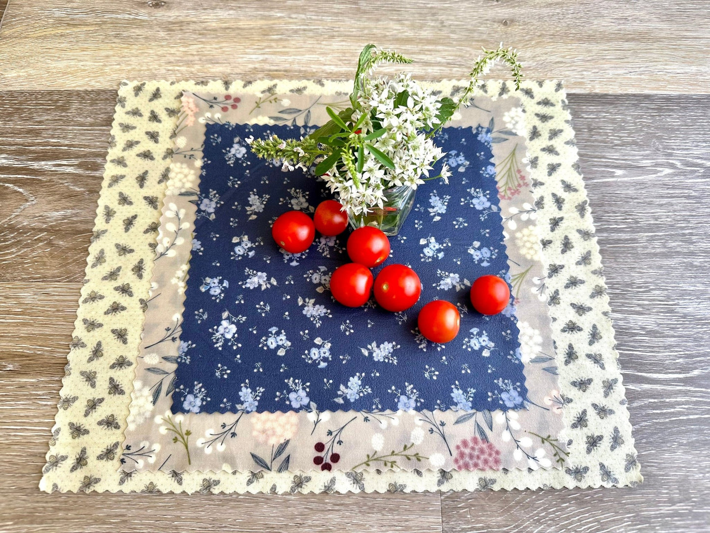 Reusable Beeswax Food Wrap Pack of 3. Elegant Bees - Kula Bee Goods