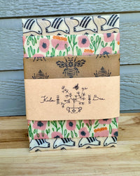 Bee Wrap. Reusable Beeswax Food Wrap Set. Birds, Bees and Poppies - Kula Bee Goods