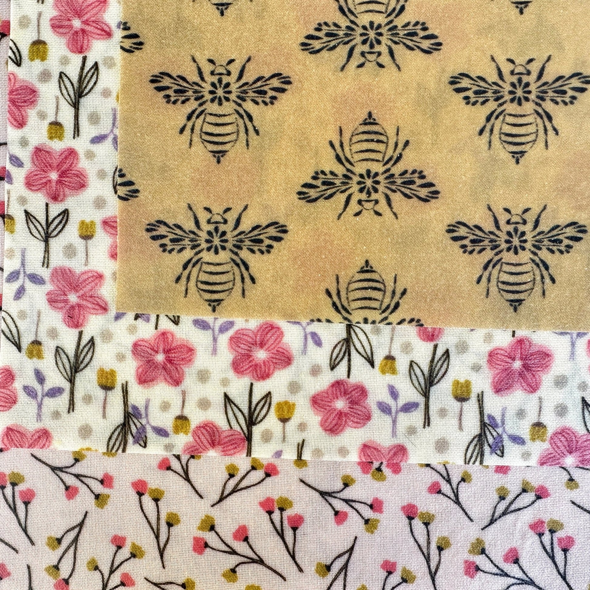 Bee Wrap. Reusable Beeswax Food Wrap Set. Honeybee Blossom Set - Kula Bee Goods