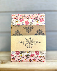 Bee Wrap. Reusable Beeswax Food Wrap Set. Honeybee Blossom Set - Kula Bee Goods