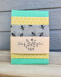 Bee Wraps. Reusable Beeswax Food Wraps. Sunbees in a Turquoise Sky - Kula Bee Goods