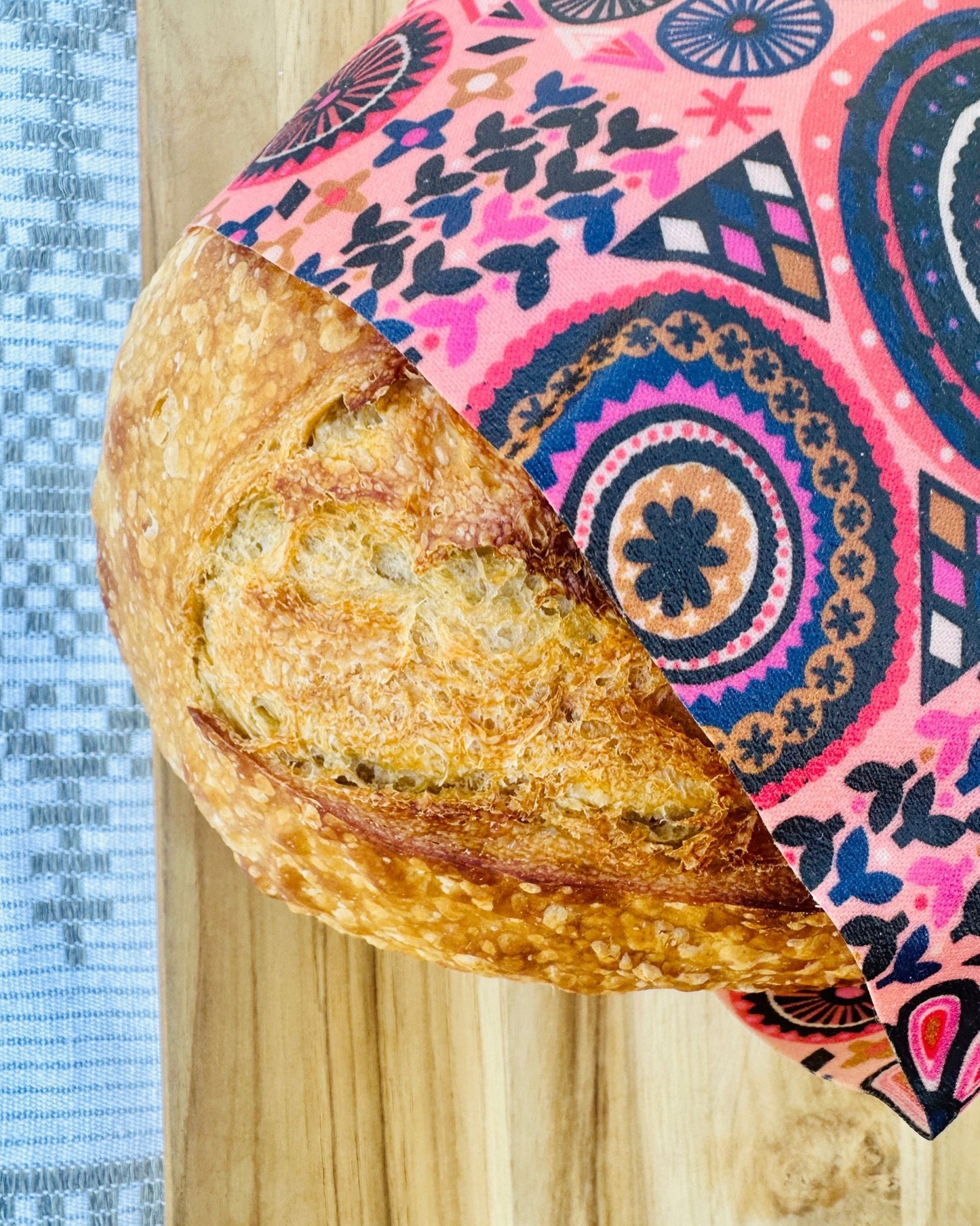 Organic Cotton Reusable Beeswax Bread Wrap. Ancestral Quilt - Kula Bee Goods