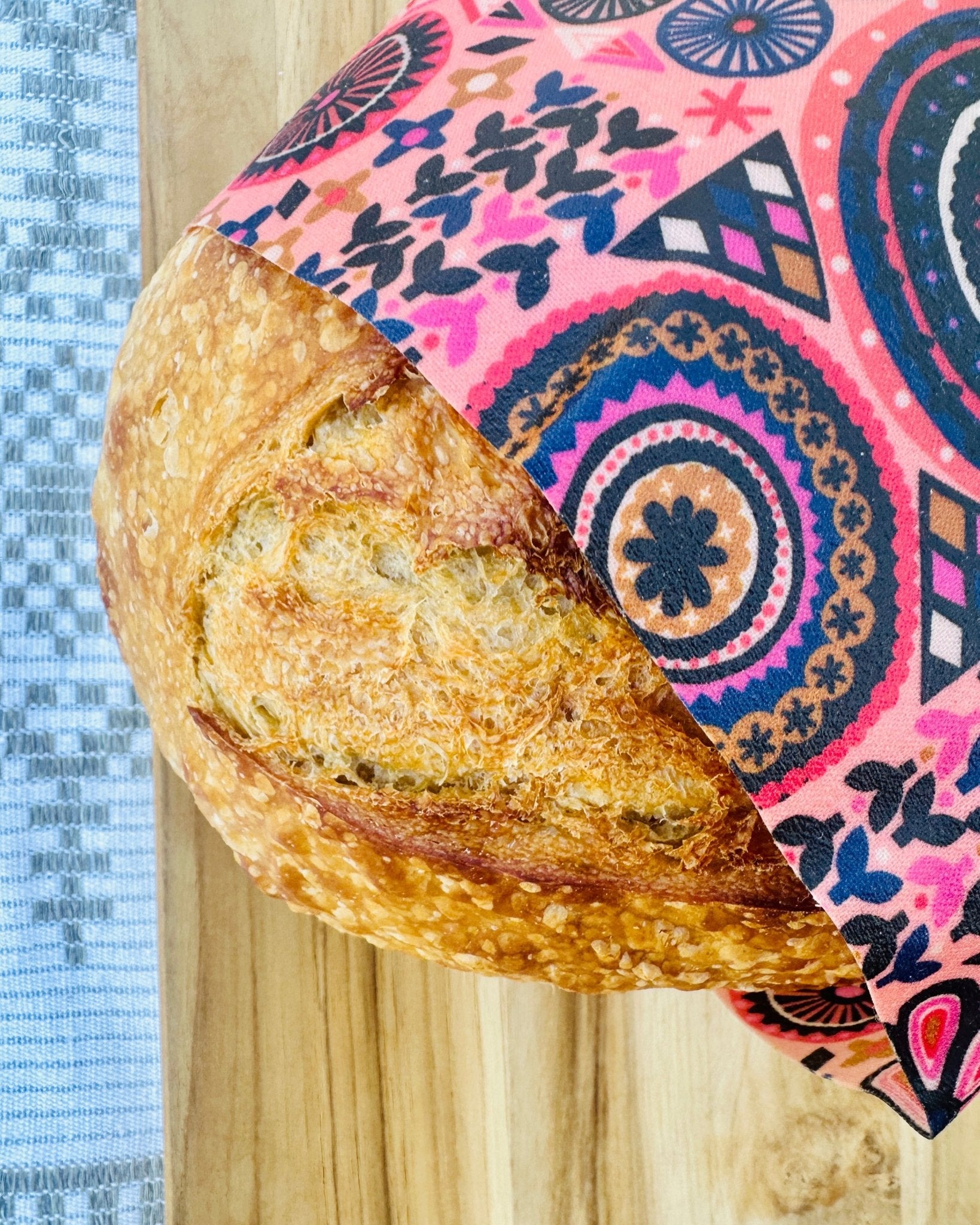 Organic Cotton Reusable Beeswax Bread Wrap. Ancestral Quilt - Kula Bee Goods