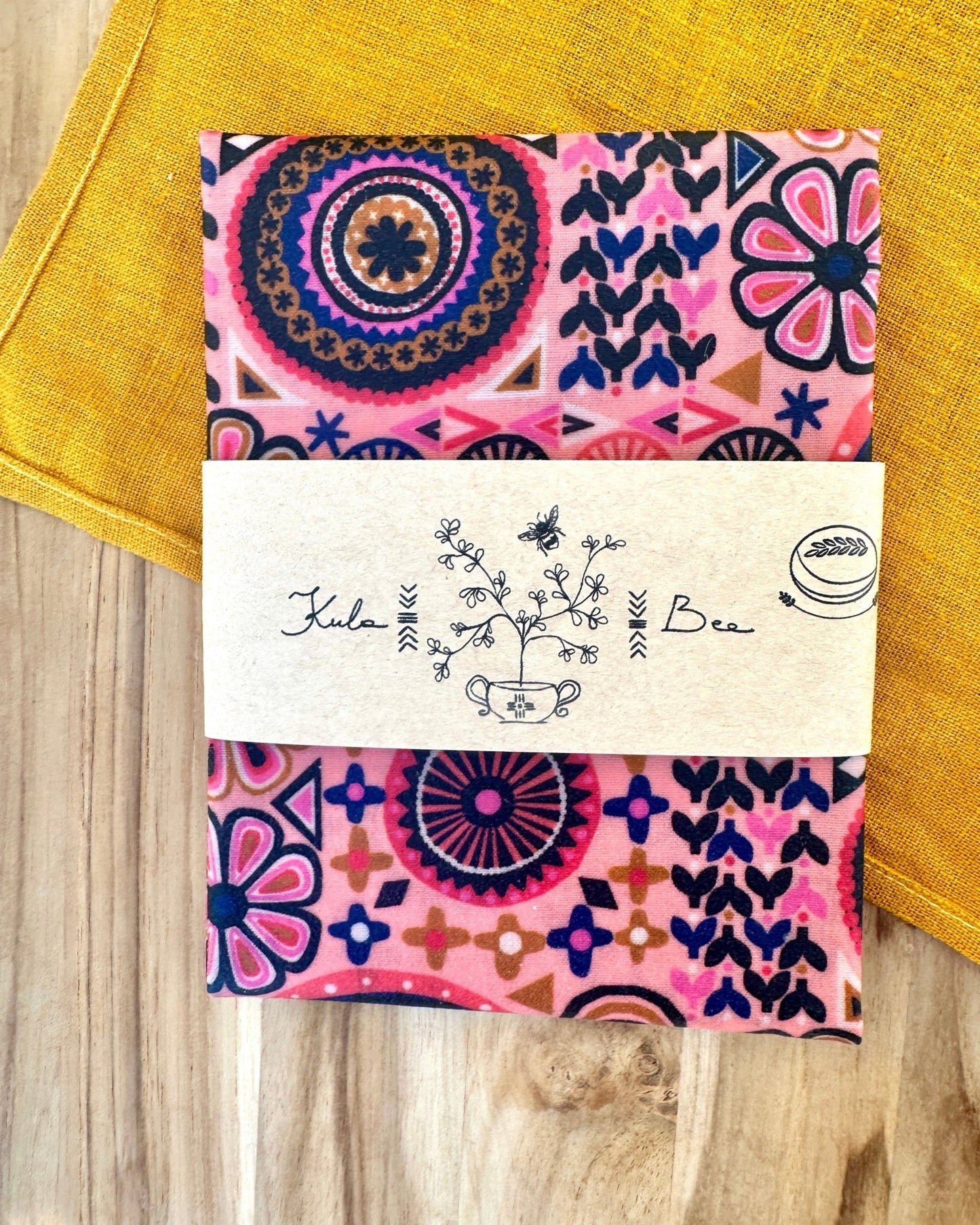 Organic Cotton Reusable Beeswax Bread Wrap. Ancestral Quilt - Kula Bee Goods