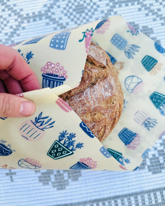 Organic Reusable Beeswax Bread Wrap. Succulent Love - Kula Bee Goods