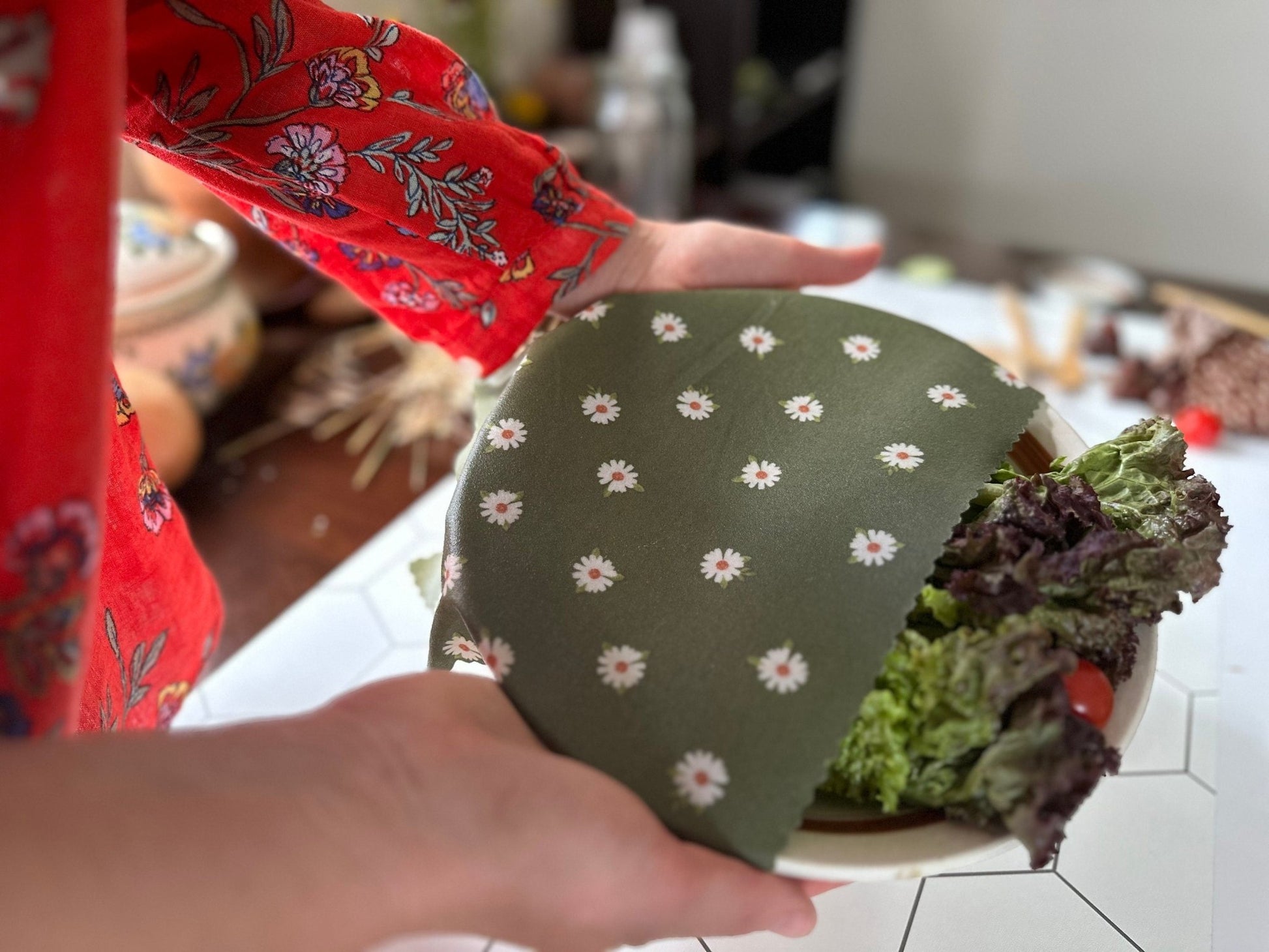 Beeswax Food Wraps. Variety set of 3. Bees in Grandma’s Kitchen Print - Kula Bee Goods