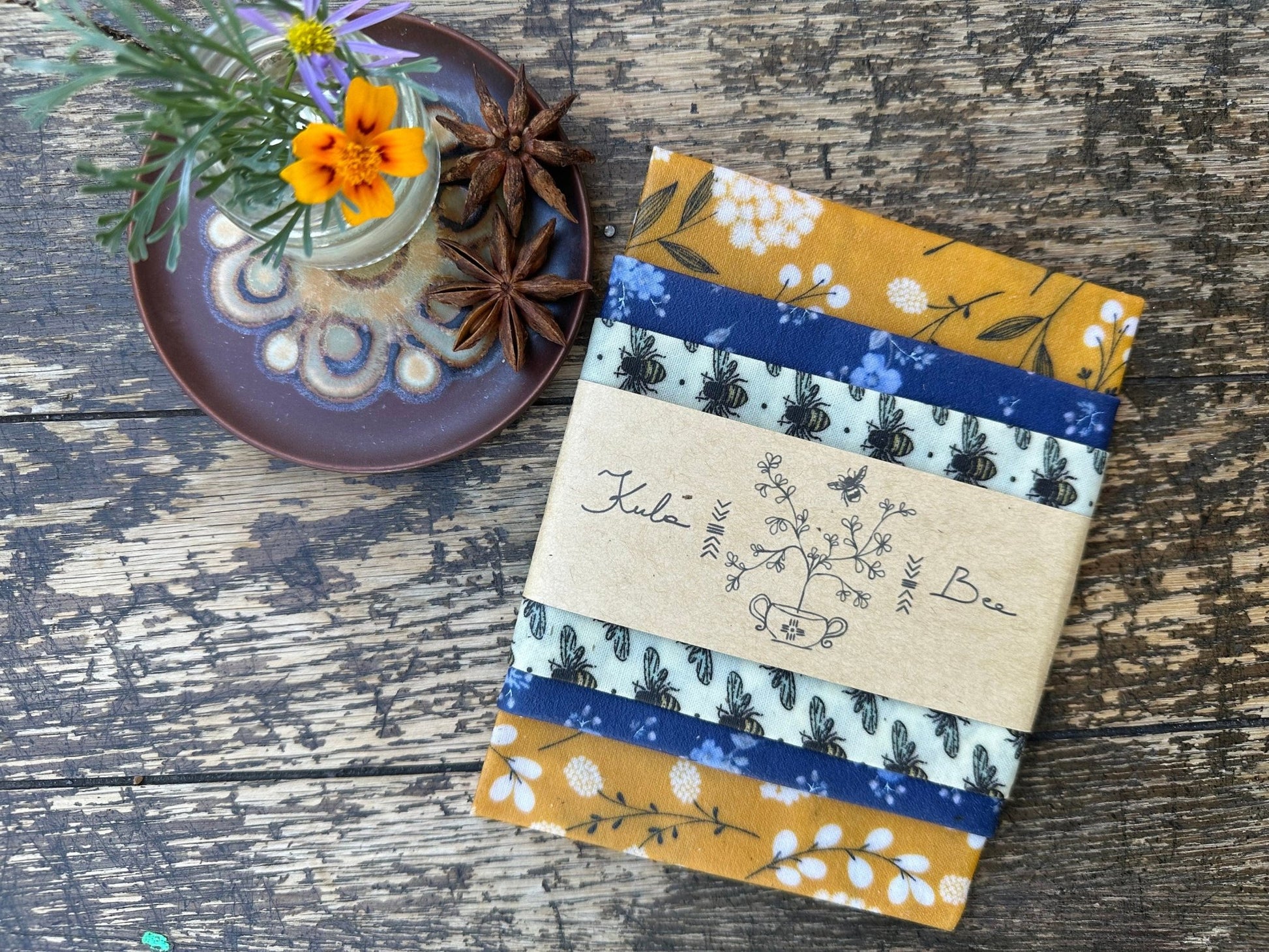 Reusable Beeswax Food Wraps. Midsummer Bees Variety Set - Kula Bee Goods